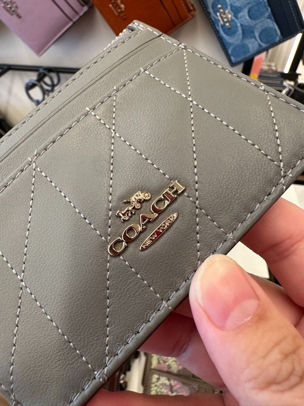 NWT! Coach CEX22 Mini Skinny ID Case With Quilting Nappa Leather/Im/Slate - Picture 2 of 9